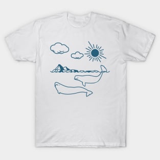 Beluga whale, Whale, Ocean, Sunset, Mammal, Sun T-Shirt